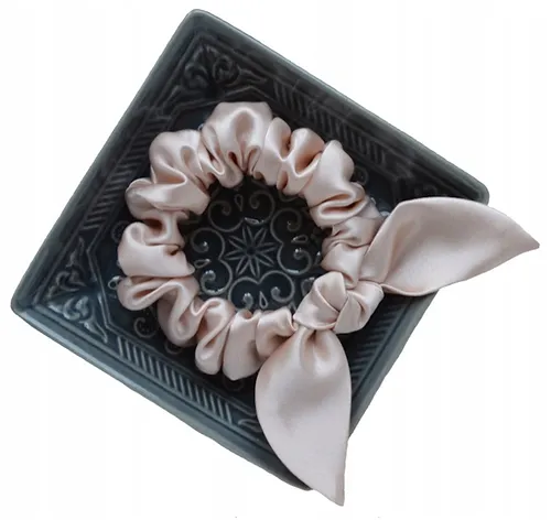 Mini scrunchie z kokardą CREAMY APRICOT,  Lua Silk